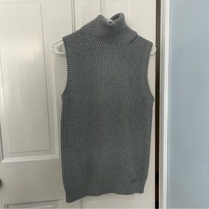 Michael Michael Kors - Grey Sleeveless Turtleneck Knit Sweater - Small